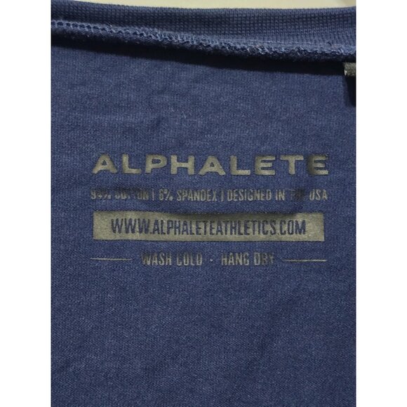 Alphalete Cropped Signature Logo Tee, Navy Blue, Size Large, Activewear. - Picture 5 of 6